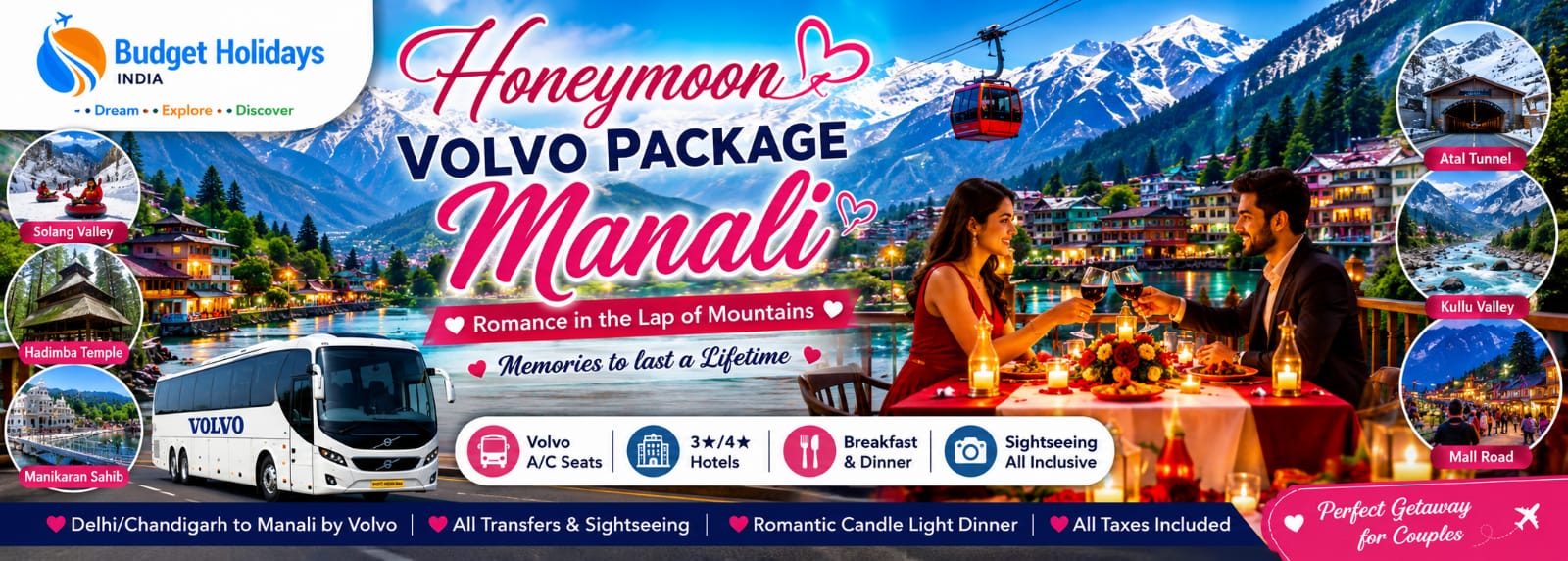 Manali Honeymoon Volvo Package 5 Night 6 Days