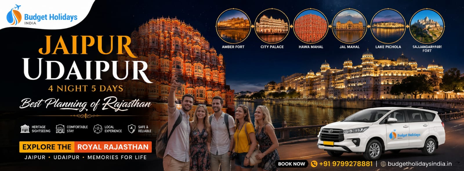 Rajasthan Budget Tour Package – Jaipur Udaipur 4 Nights 5 Days | Heritage & Lake City Tour