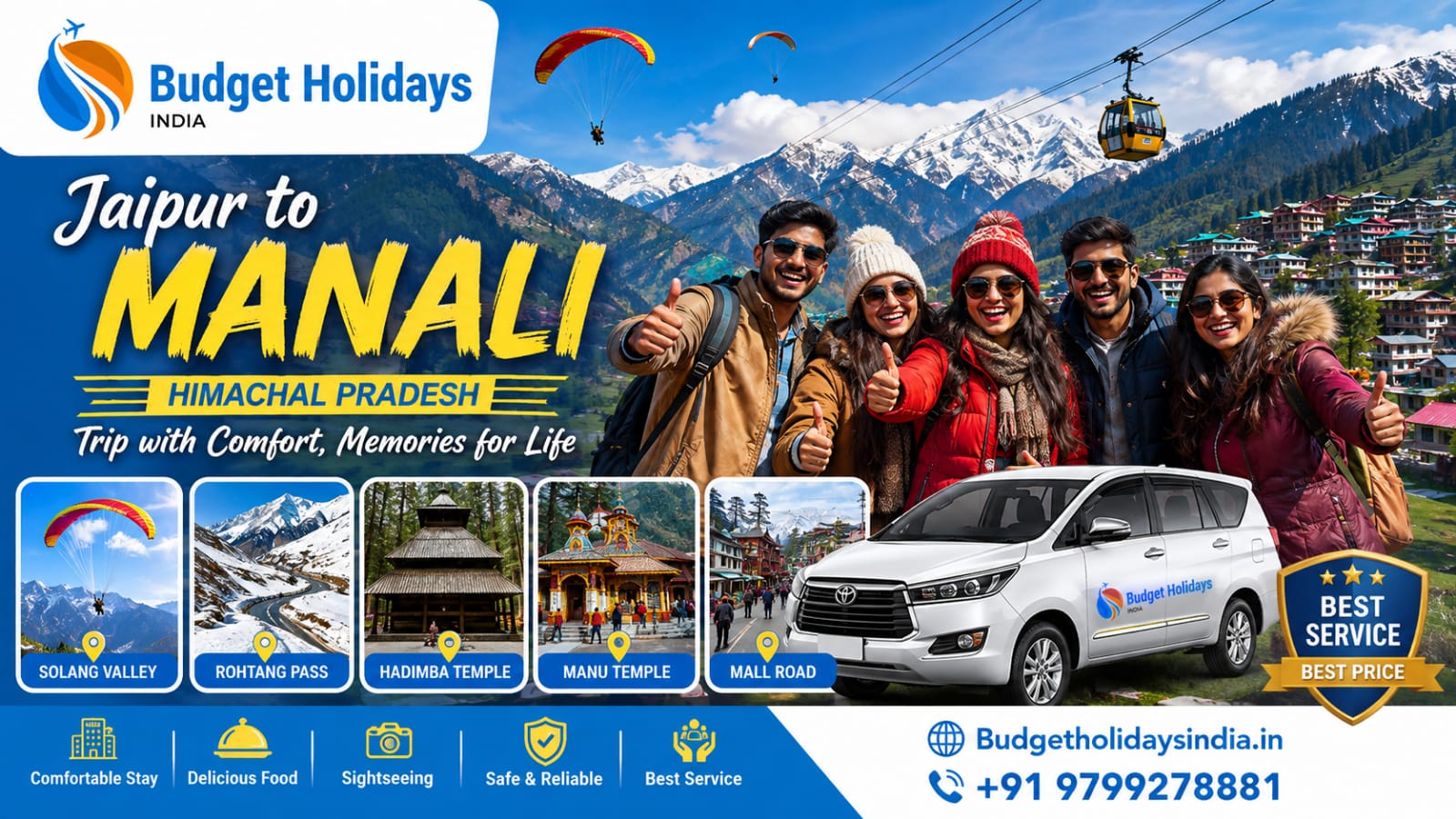 Jaipur to Manali Tour Package 4 Nights 5 Days – Home-to-Home Cab, Hotel & Sightseeing